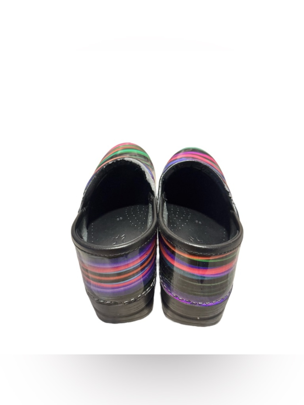 Dansko Professional Clogs Women's 38  Multicolor Striped Patent Leather Comfort - Picture 4 of 6